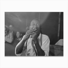 Man Biting Snake At Sideshow, State Fair, Donaldsonville, Louisiana By Russell Lee Canvas Print