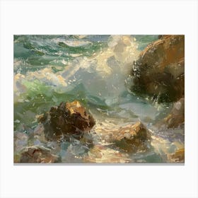 Waves Crashing On Rocks Canvas Print