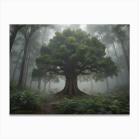 Forest Tree In Rainstorm Canvas Print