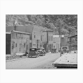 Main Street Of Mogollon, New Mexico, Second Largest Gold Mining Town In The State, New Mexico By Russell Lee Canvas Print