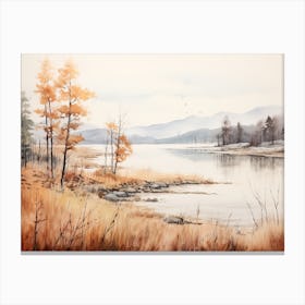 A Painting Of A Lake In Autumn 15 Canvas Print