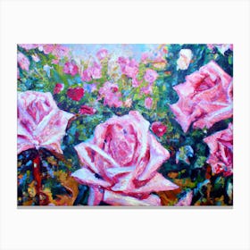 Rose garden abstract oil painting Canvas Print