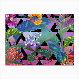 Tropical Synthwave Space #12 Neon Geometric Jungle Canvas Print