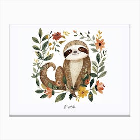 Little Floral Sloth 4 Poster Canvas Print