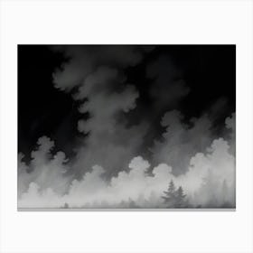 Abstract Black And White Foggy Forest Canvas Print