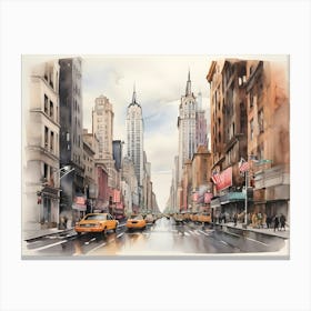 New York Drawing Watercolor 4 Canvas Print