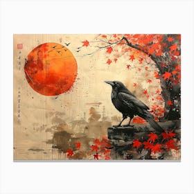 Crow and moon 2 Canvas Print