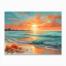 Sunset At The Beach 38 Canvas Print