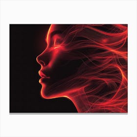 Glowing Enigma: Darkly Romantic 3D Portrait: Woman'S Face Canvas Print