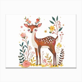 Little Floral Reindeer 2 Canvas Print