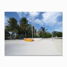 Sailboats On The Beach Tropical Maldives Canvas Print