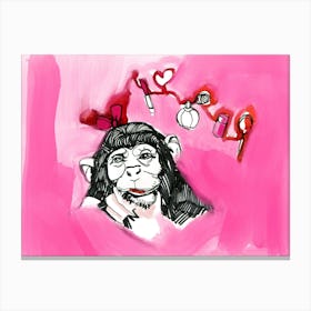 Monkey Valentine'S Day Canvas Print