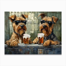 Terriers Cards And Beer 3 Canvas Print