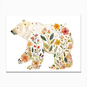 Little Floral Polar Bear 3 Canvas Print