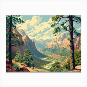 Vintage Wooded Pines 7 Canvas Print