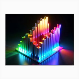 Neon Rainbow Bar Chart Canvas Print