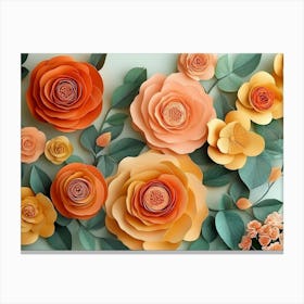 3D Creamy Flower Canvas Print