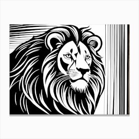 Lion Linocut Sketch Black And White art, animal art, 146 Canvas Print