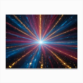 A Bright, Abstract Burst Of Light With Streaks Of Blue, Orange, And Gold, Creating A Sense Of Speed, Energy, And Movement Canvas Print