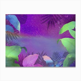 Tropical Space Neon Synthwave Jungle #7 Canvas Print