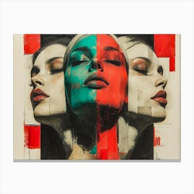 Abstract Woman Faces In Geometric Harmony 7 Canvas Print