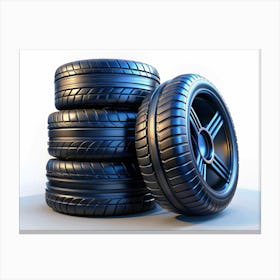 Stack Of Black Tires Canvas Print