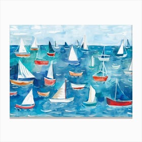 Sailboats In The Ocean 2 Canvas Print