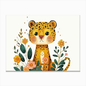 Little Floral Jaguar 3 Canvas Print