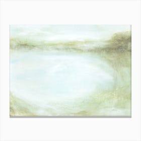 Harmonious - Abstract Landscape Muted Blue Green Painting Canvas Print