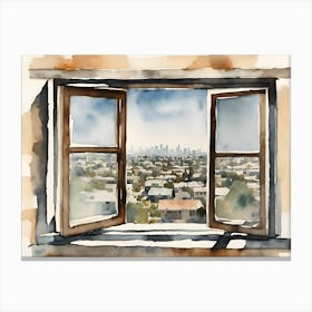 Los Angeles Window Abstract Watercolor Canvas Print