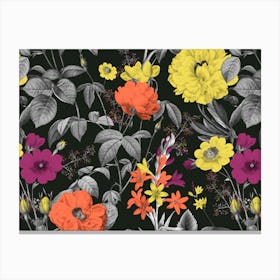 Flowers On Black Canvas Print