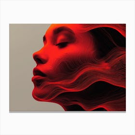 Glowing Enigma: Darkly Romantic 3D Portrait: Flames Of Fire Canvas Print