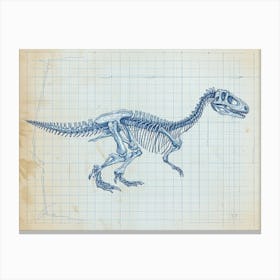 Compsognathus Dinosaur Skeleton Blueprint 1 Canvas Print