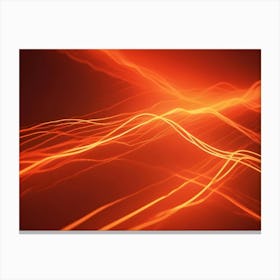 Abstract Image Of A Series Of Glowing Orange Lines That Resemble Waves Or Energy Flowing Through A Dark Background Canvas Print