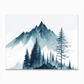 Mountain And Forest In Minimalist Watercolor Horizontal Composition 228 Canvas Print