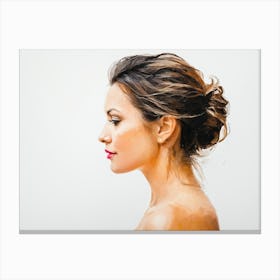 Side Profile Of Beautiful Woman Oil Painting 18 Canvas Print