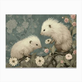 Floral Animal Illustration Porcupine 4 Canvas Print