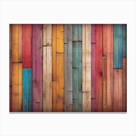 Colorful Wood Wall 3 Canvas Print