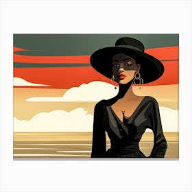 Illustration of an African American woman at the beach 82 Canvas Print