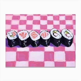 Sushi Selection Pink Checkerboard 2 Canvas Print