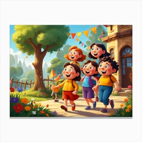 Children In The Garden Canvas Print