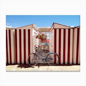 Cute Bicycle, Sun and the Beach Canvas Print