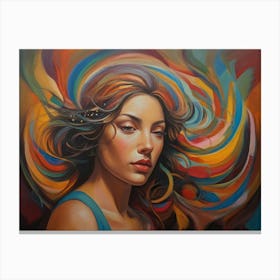 Woman With Colorful Hair Canvas Print