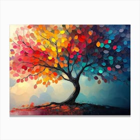 Elegant Colorful Tree With Colorful Leaves 3 Canvas Print