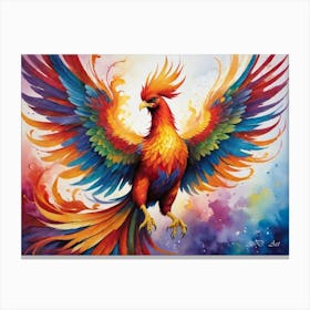 Vibrant Color Painting Of A Mythical Phoenix Bird Canvas Print