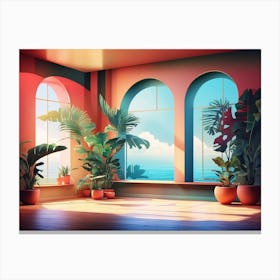 Corner View Delight with Plants Canvas Print