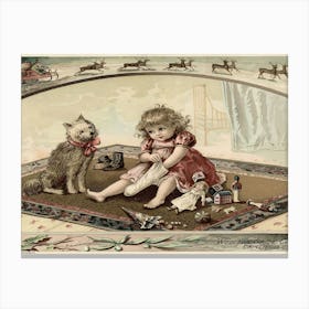 Little Girl With Dog Canvas Print