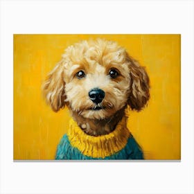 Goldendoodle Yellow And Blue 3 Canvas Print