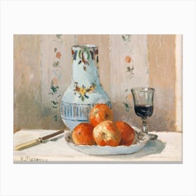 Still Life With Apples And Pitcher, Camille Pisarro Canvas Print