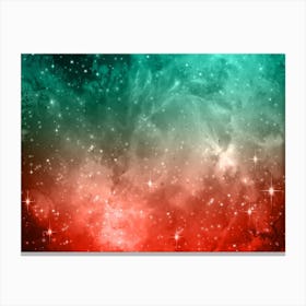 Blue Green Galaxy Space Background Canvas Print